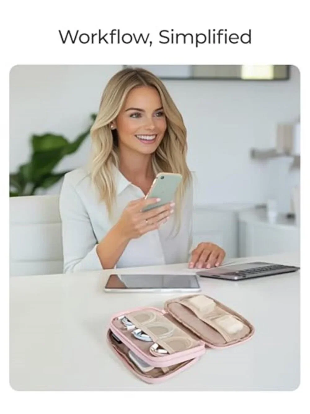 Electronics Organizer Travel Case, Cord Storage for Chargers Cables Phones
